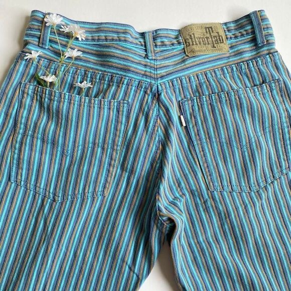 Vintage 90s Levi’s silvertab blue stripe jeans - Picture 6 of 8